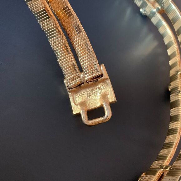 Vintage Accessocraft Gold Metal Black Cabochon Belt